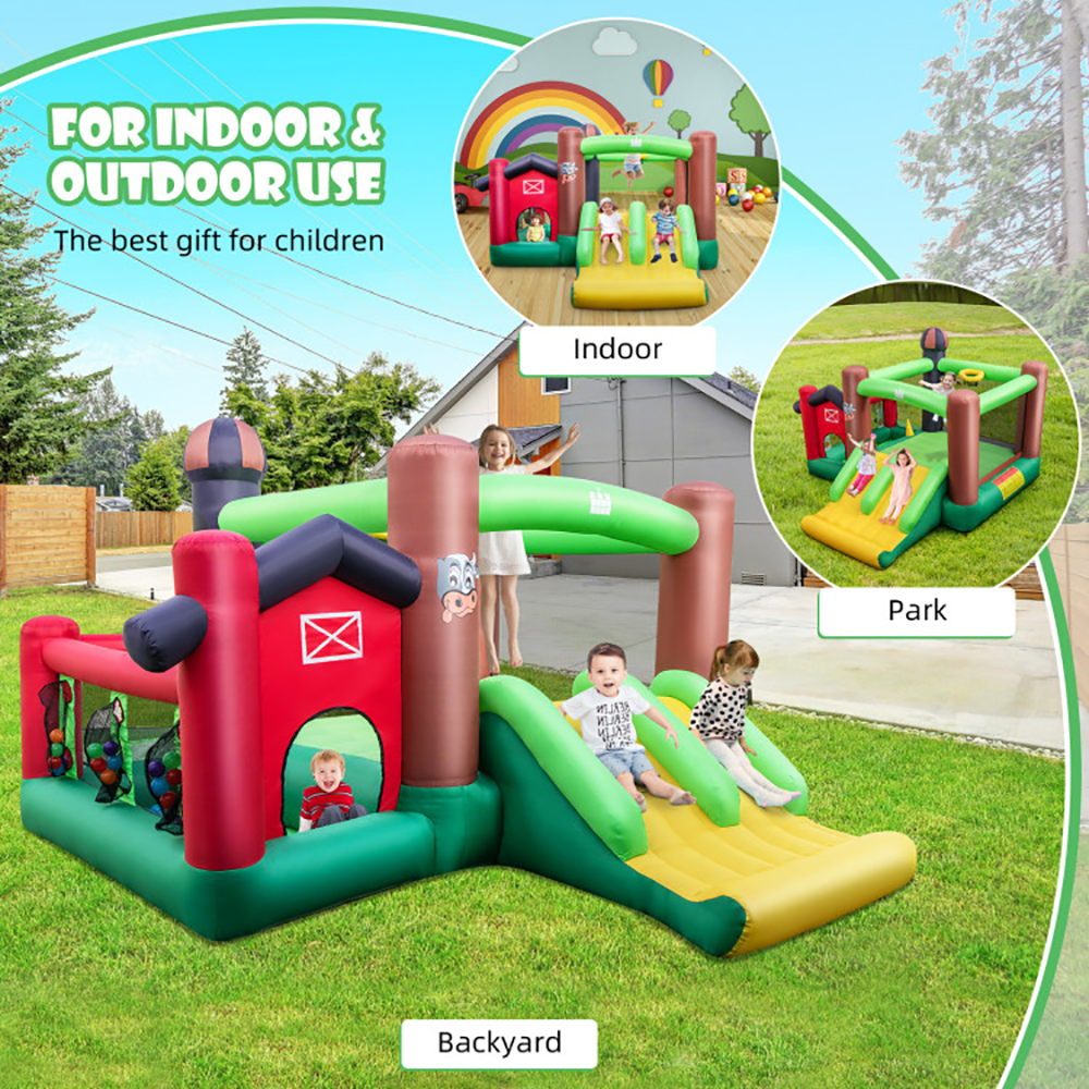 Aimee Lii 6-in-1 Inflatable Bounce House with Double Slides without 735W Blower, Bounce House for Kids 3-10