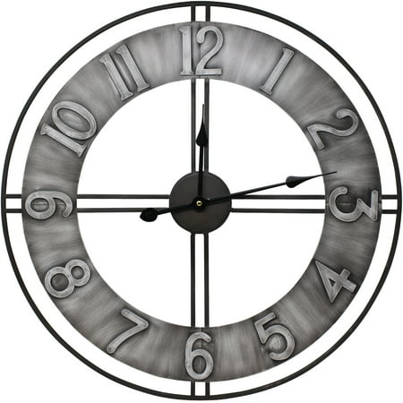 Sorbus 24 " Quartz Round Chunky Number Decorative Wall Clock, Gray Metal Sorbus 24 " Quartz Round Chunky Number Decorative Wall Clock, Gray Metal 8676 c 43 f 1 bc 8 4443