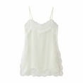 thumbnail image 2 of Rggeeun Women Tank Tops Flowy Camisole Lace Trim with Spaghetti Strap U Neck Relaxed Fit Waist Draping Solid Color for Summer Party Stylish Sleeveless,White,M, 2 of 6