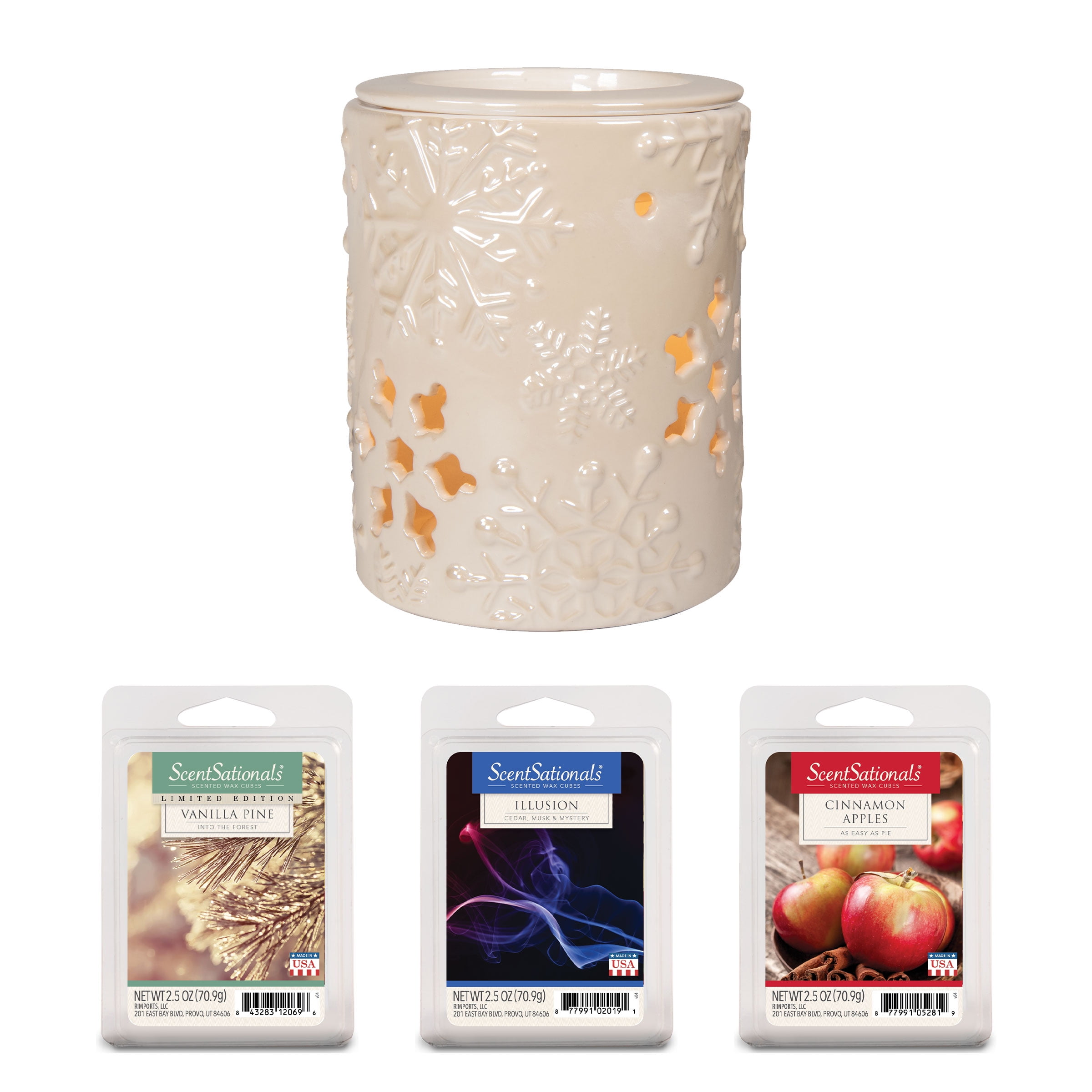 ScentSationals 4 Piece Wax Warmer & Scented Wax Gift Set, Snowflake