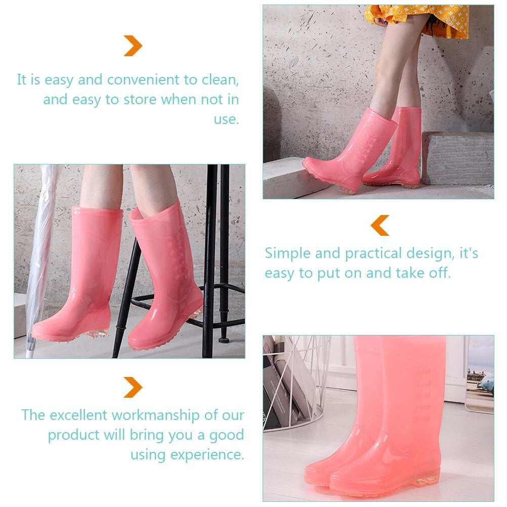 Boots Rain Women Boot Womens Calf Shoes Rubber Woman Water S Knee Wide High Muck Yellow Mens Non Garden Shoe Silicone Walmart