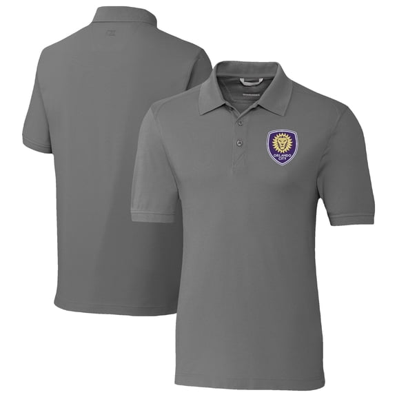 Men's-Cutter & Buck  Gray Orlando City SC Big & Tall Advantage Eco Tri-Blend Pique Polo