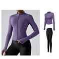 thumbnail image 4 of eczipvz Women Workout Outfits Ribbed Tank 2 Piece Seamless High Waist Gym Outfit Yoga Shorts Leggings Sets Dark Purple,XL, 4 of 5
