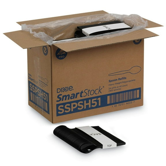 Dixie SmartStock Plastic Cutlery Refill Spoons 6" Black 40 Pack 24 Packs/CT SSPSH51