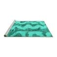 thumbnail image 2 of Ahgly Company Machine Washable Indoor Round Abstract Turquoise Blue Modern Area Rugs, 3' Round, 2 of 4