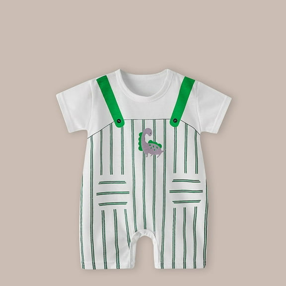 Bnwani 1PC Baby Girl Clothes Baby Girls Toddler Boys Print Short-sleeved Thin Button Neck-Round One-piece Jumpsuit Newborn Romper , Size 0-3 M