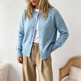 thumbnail image 5 of GEWSEY Women's Polka Dot Cardigan Oversized Open Front Sweater Button Down Knit Outerwear Cozy Sweaters Fall Winter Trendy Cute Teacher Cardigans (Sky Blue, L), 5 of 6