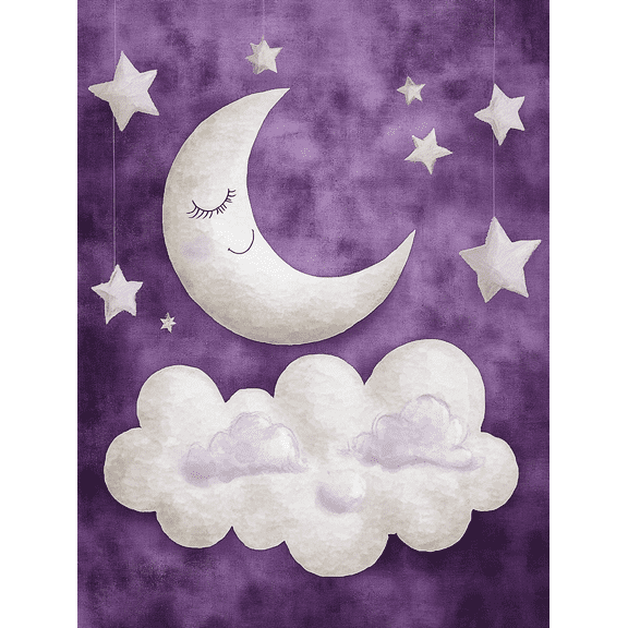 Sleeping Moon and Stars Canvas Print/Wall Art，Suitable for Bedroom，Living Room，Nursery，Kids Room，and Office Decoration.