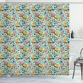 thumbnail image 1 of Yellow and Blue Shower Curtain, Flourishing Garden with Flowers Berries and Foliage Colorful Spring Growth, Fabric Bathroom Set with Hooks, 69W X 75L Inches Long, Multicolor, by Ambesonne, 1 of 3