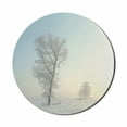 thumbnail image 1 of Winter Mouse Pad for Computers, Frozen Tree on Sunny Winter Morning Rising Sun Landscape Deserted Land, Round Non-Slip Thick Rubber Modern Mousepad, 8" Round, Pale Blue Cream White, by Ambesonne, 1 of 2