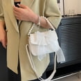 thumbnail image 3 of Bolso de mujer PU Satchel Bolsos Pearl Square Mujer Clutch Crossbody Bag (Blanco), 3 of 5