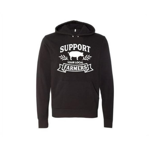Support Your Local Farmers, Farm Hoodie, Unisex Hoodies, Farmers Market, Fashion, Farming Apparel, Farm Girl, Gift For Him, Humor, Sayings, Black, LARGE