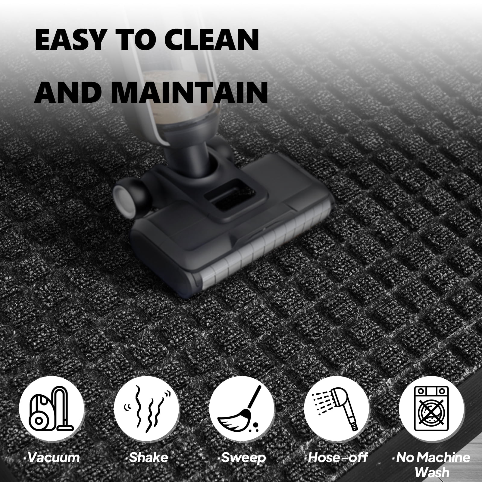 Kitchen Bath Mat, Small Grid Pattern Floor Mat with Composite Rubber Backing, Waterproof Non-Slip Door Mat for Kitchen Bathroom Laundry Room Entryway