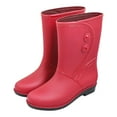 thumbnail image 3 of Daznico Rain Boots Women,Women's Warm Lined Rain Boots Solid Color Knee High Non Low Heel Booties,Walking Shoes Women(Color:Red,Size:6), 3 of 3