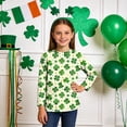 thumbnail image 2 of Girls St. Patrick's Day Shirts 3/4 Sleeve Crew Neck Print Pullover Tops Holiday Casual Loose Stylish T-Shirts (3 Years, Mint Green-H), 2 of 6