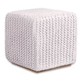 thumbnail image 3 of Loft Lyfe Fil de Coton Jaxston 3-en-1 Pouf/pouf/table d'Extrémité, Blanc, 3 of 7