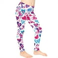 thumbnail image 3 of COEQINE Girls Leggings High Waist Stretch Yoga Pants Soft Tummy Control Sport Legging, for 8-9 Years Kids Girls for Valentines Day, Blue Pink Heart, 3 of 7