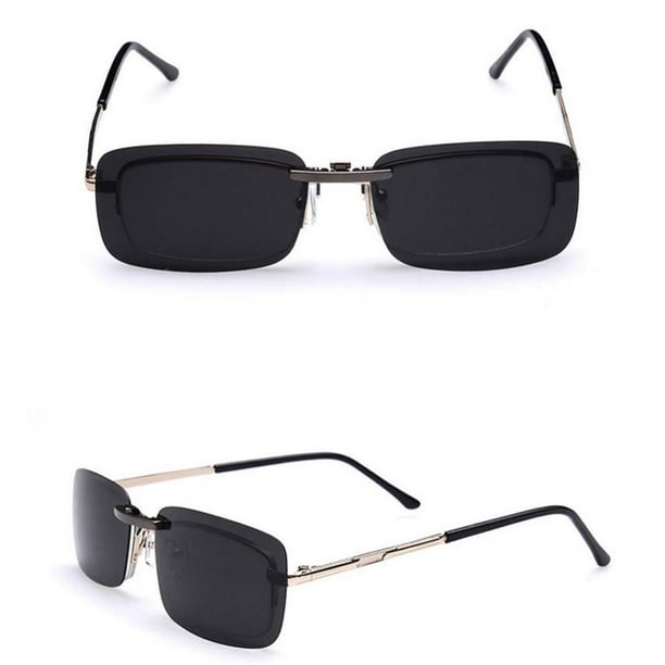 Pack of 2 Polarized Clip On Driving Rectangle Sunglasses 