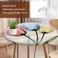 thumbnail image 5 of Colorful Tulips Round Fitted Table Cover Abstract Flowers Vintage Waterproof Table Cloth with Elastic Edge Wipeable Tablecloth for Picnic Camping Party Fits 55"-60" Diameter, 5 of 8