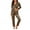 Brown, variant on Women's Satin Home Clothes Trendy Solid Color Long Sleeved Silk Like Shirt Trousers Thin Pajama Suit Black L