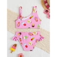thumbnail image 6 of Swimsuit for Girls Kids Two Piece Swimsuit Ice Cream Print Asymmetric Straps Bow Detail Top with Bottoms Girls Bathing Suits Size 4-5Y, 6 of 9