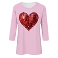 thumbnail image 4 of ZHYou Womens T-Shirts Valentine's Day V-Neck Valentine's Day Printed 3/4 Sleeve Loose Fit Casual Soft Spring Summer Shirts,Pink,3XL, 4 of 4