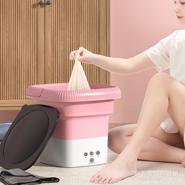 Convenient Laundry Solution Portable Washing Machine ABS Mini Size Washer Noiseless Mini Foldable Laundry Bucket Washer For RV Travel Apartment US Plug 120 To 240V Portable