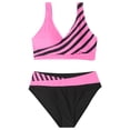 thumbnail image 2 of 2025 Clearance Items under $5 asdoklhq womens plus size swimsuits,Summer Women's Split Stripe High Waist Open Back Hollow Bikini Swimsuit, 2 of 7