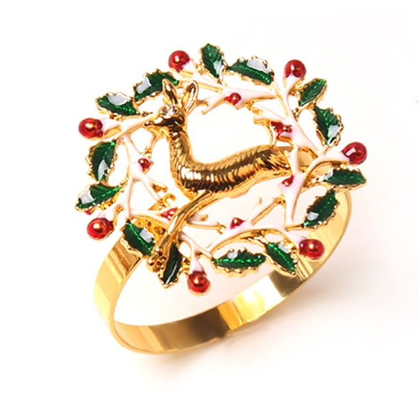 Navidad Acero inoxidable Anillo de servilleta Navidad Papel Portátil Portátiles Portatarios Banquete Mesa de mesa Decoración Restaurante Ornamento Adorno Animal Inevent HA009763-06