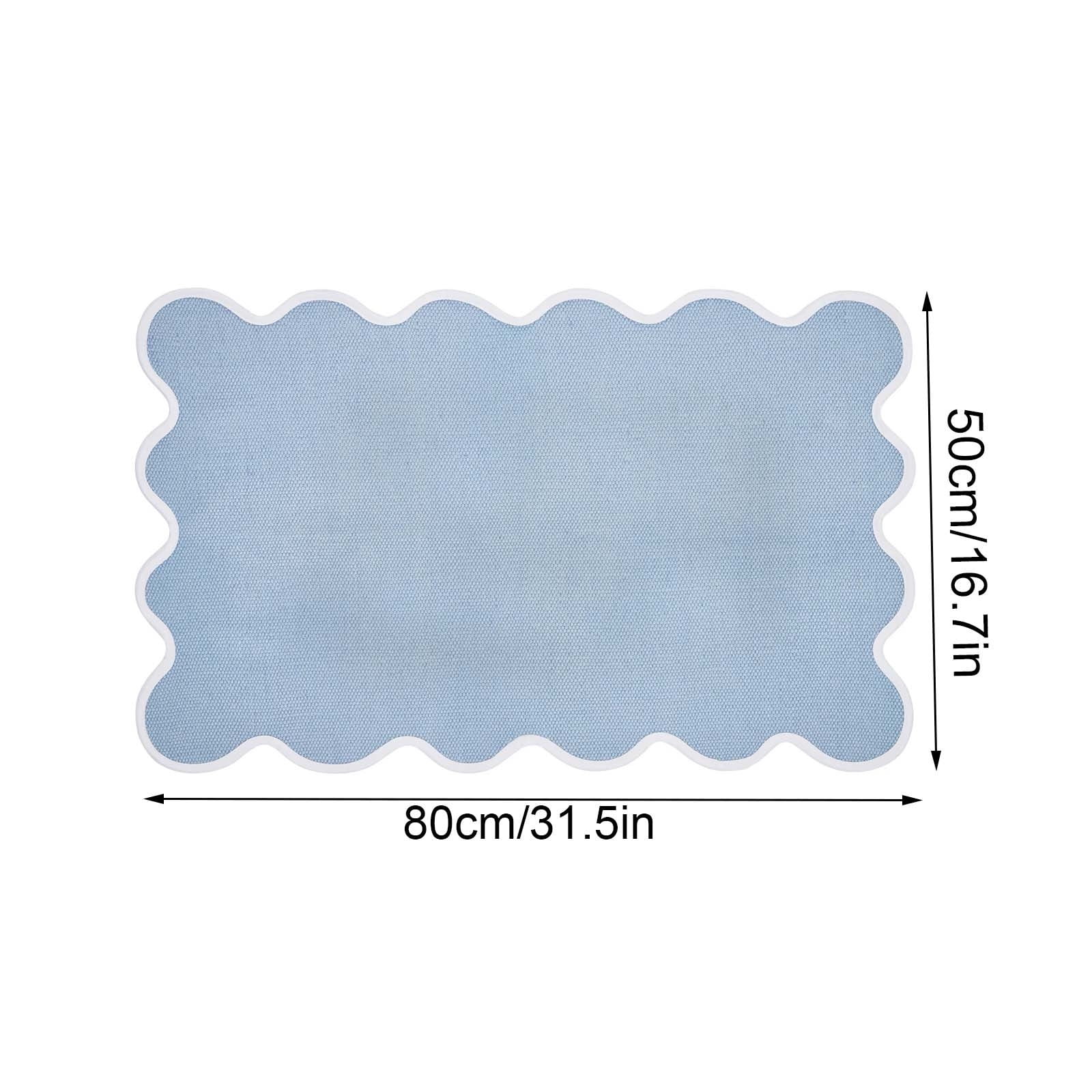 19.7" x 31.5" Blue Irregular Edged Mat, Stylish and Comfortable Floor Mat for Entryways, Living Rooms, Bedrooms, and Kitchens, Non-Slip and Easy to Clean