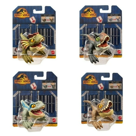 Jurassic World 2023 Wild Pop Ups Uncaged Set of 4 Figures (Tyrannosaurus Rex, Carnotaurus, Dilophosaurus, Velociraptor Blue) from HFR10-956A Release