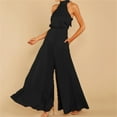 thumbnail image 4 of YOTMKGDO Jumpsuits for Women Halter Top Women Ladies Neck Tie Back Jumpsuit Solid Color Women Full Length Large Leg Pants, Sizes S-XXL, 4 of 8