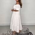 thumbnail image 5 of Ruyang Women's U Neck One Collar Two Wear Casual Solid Color Hollow Embroidery Full Dress Summer Casual Long Dresses, 5 of 9