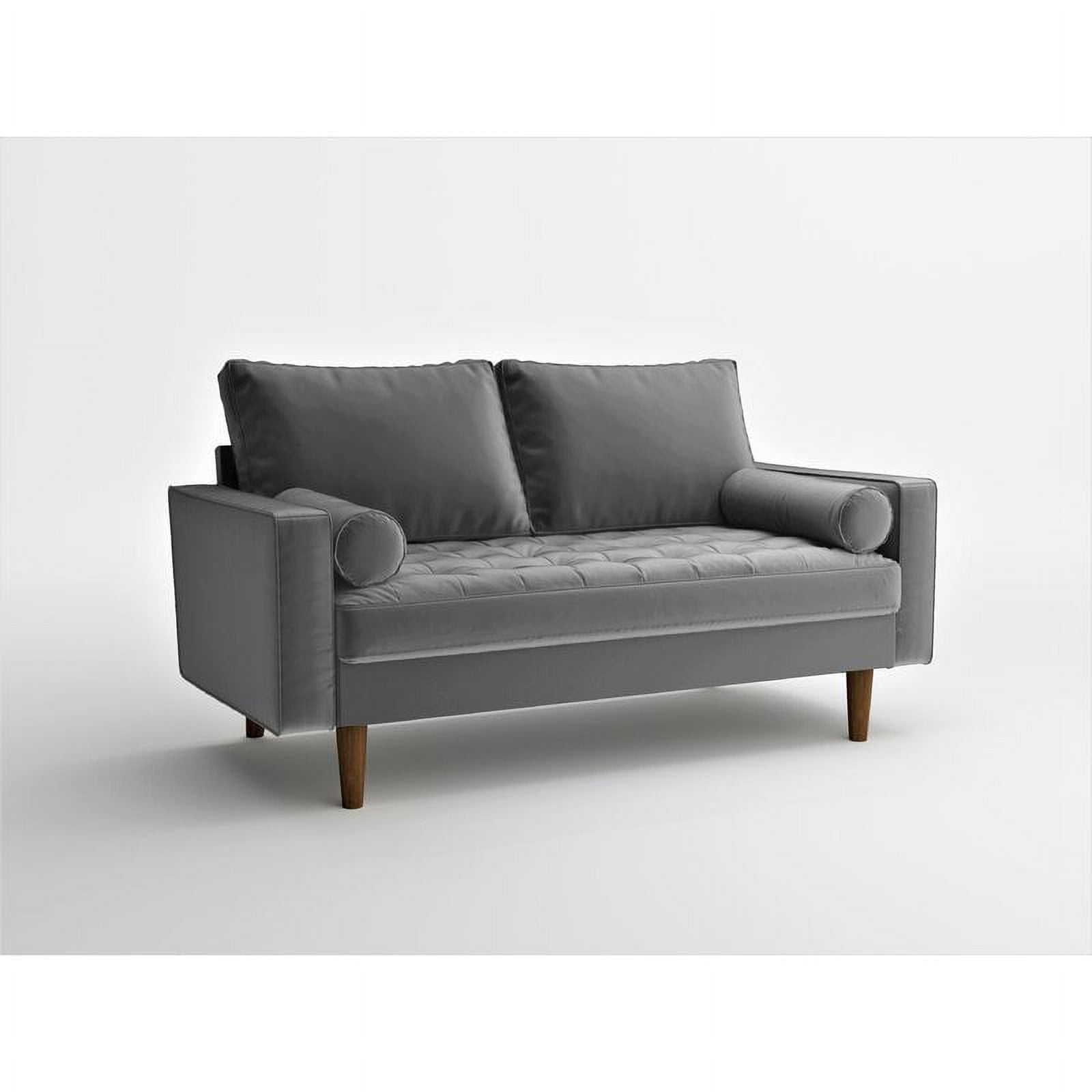 US Pride Furniture Womble 58'' Velvet Square Arm Loveseat, Gray
