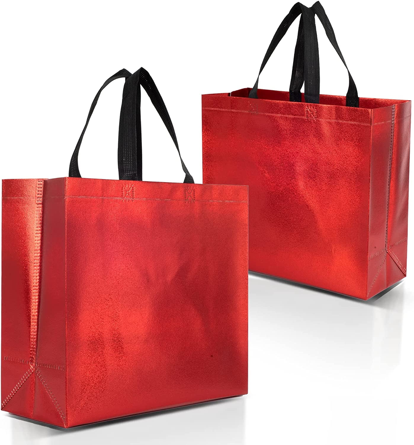 12 Red Metallic Paper Carrier/ Gift Bags 23cmx18x7cm 