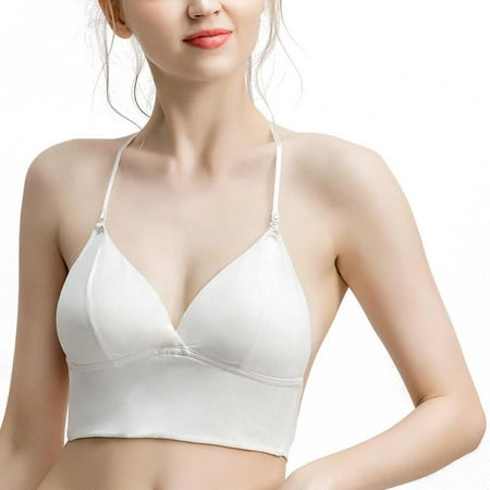 

Women Bralette Triangle Cups Sexy Backless Push Up Bras Removable Padded Wire Free Pull On Closure