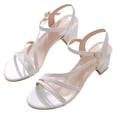 thumbnail image 2 of Sandalias tacón Cgtredaw para Mujer con Tira Plana y tacón grueso blanco Roto 39, 2 of 8