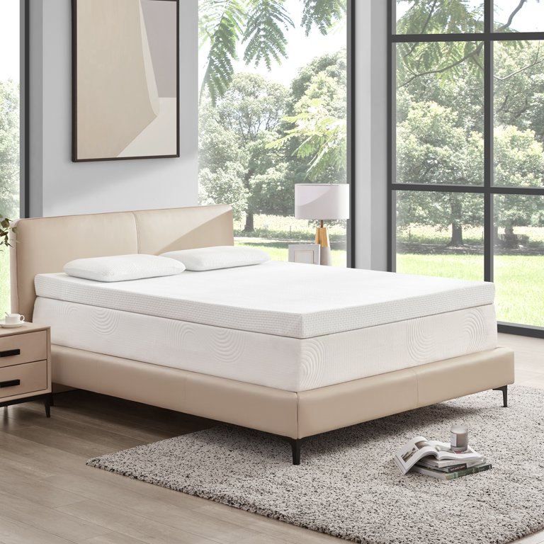 subrtex Topper per materasso in memory foam, singolo, 6 pollici in schiuma infusa gel per alleviare la pressione (90 x 190 x 5 cm