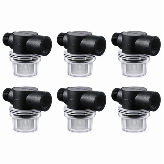 6X Water Pump Strainer Filter, RV Replacement 1/2 Inch Twist-on Pipe Strainer Compatible with or Pumps,6 x Water Pump Strainer Filter,Black