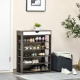 thumbnail image 2 of HOMCOM Shoe Rack, Free Standing Shoe Cabinet with Drawer and 5-tier Storage Shelf, Shoe Storage Organizer for Entryway, Grey, 2 of 10