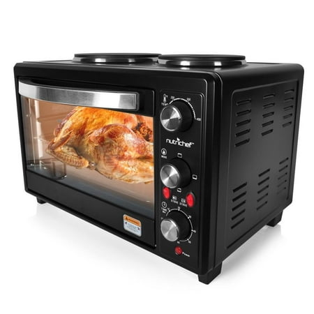 NutriChef AZPKRTO28 Rotisserie Cooker Dual Hot Plates, 15.9 x 19.6 x 13.5 inches,