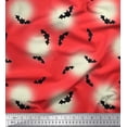 thumbnail image 1 of Soimoi Satin Silk Fabric Moon & Bat Halloween Decor Fabric Printed Yard 42 Inch Wide, 1 of 3