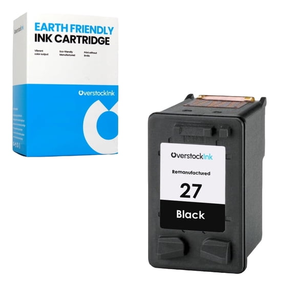 OverstockInk 27 Black Ink Cartridges Compatible for HP 27 Ink Cartridge for DeskJet 3320 3322 3325 3420 3425 3450 3520 3520v 3535 3550 3620 3620v 3650 3650v 3651 3653 3740 3740v 3744 3745 (1 Black)
