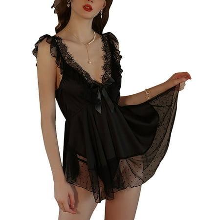 

Ausyst Lingerie for Women Sexy Sleepwear Women s V-Neck Sexy Lingerie Sexy Cute Large Home Sleeping Dress Boudoir Outfits Summer Clearance