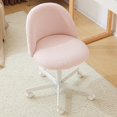 thumbnail image 1 of Silla VINGLI de felpa teddy, sin brazos, giratoria y con ruedas, rosa, 1 of 9