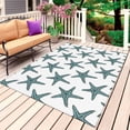 thumbnail image 4 of Outdoor Rug 3x5 ft Summer Starfish Outdoor Large Area Rug Non Slip Rubber Beach Teal Front Door Mat RV Rug Camping Carpet Patio Outdoor Rugs for Backyard Balcony Deck Porch Indoor, 4 of 9