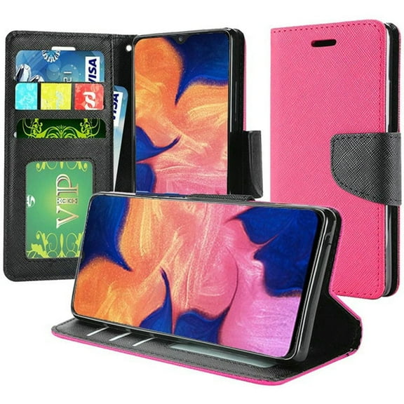 GSA Two-Tone Flip Wallet Case For Samsung Galaxy A10e - Hot Pink/Black