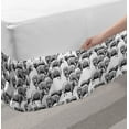 thumbnail image 2 of Cattle Bed Skirt, Vintage Engraved Style Herd of Sheep and Lamb with Fur on White Background, Elastic Bedskirt Dust Ruffle Wrap Around for Bedding Decor, 4 Sizes, Black and White, by Ambesonne, 2 of 2