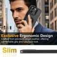 thumbnail image 3 of Design Compatible with iPhone 16 Pro Case Luxury Leather Business Vintage Slim Non-Slip Soft Grip Shockproof Protective Cover (2024) 6.3 Inch (Black), 3 of 8