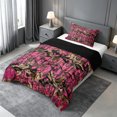 thumbnail image 2 of meiyoeat Pink Camo Print Twin Comforter Sets For Adults,Rustic Farmhouse Hunting Bedding Set For Women,Black Reversible,2Pcs, 2 of 7